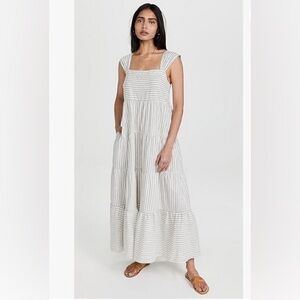 Madewell Striped Maxi Dress in Cream and Gray